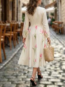 SHEIN Women's Floral Print Casual Party Long Dress - Multicolor - View 2