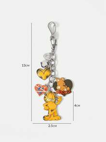 GARFIELD | SHEIN 新款創意卡通可愛貓咪鑰匙圈 1個，IP聯名設計，可愛個性化，簡約大方，亦可作為配件使用，適合各種派對、演唱會、節慶，精美禮物 - 白金 - 查看 6