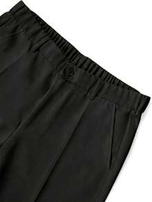 Manfinity Hypemode Men's Casual Strench Flare Pants Solid Color Mid Rise Slim Fit Trousers With Pockets - Black - View 5