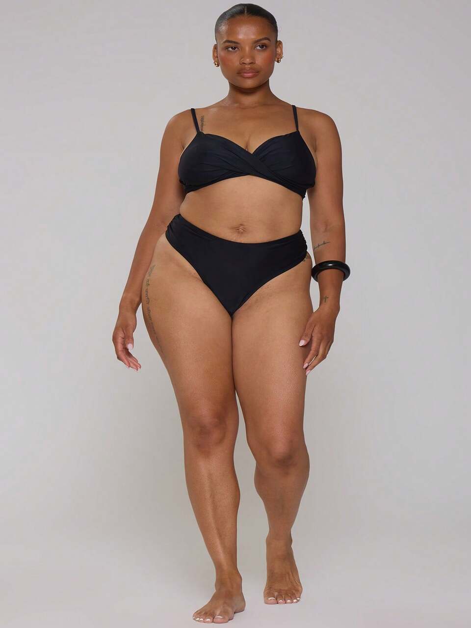 Curve Black Ruched Side Detail Bikini Bottoms