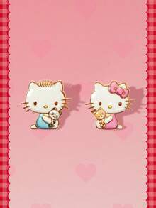 HELLO KITTY AND FRIENDS | SHEIN A Pair Of New Creative Multi-Color Cartoon Animal Pattern Printing Brooches, IP Joint Design, Cute Personalized, Simple And Generous, Can Also Be Used - Multicolor - View 1