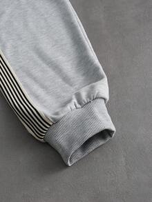 PAVTROS Sudadera con capucha de punto para hombre talla grande, estilo retro joven de calle, Ins, tela de felpa con estampado de leopardo, calidad de lujo, logo de marca, personalizada, calle, diario, moda, exterior, vuelta al colegio, regalo de vacaciones - Gris - Ver 4