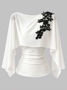 GlowEve Women's Casual Daily Round Neck Raglan Sleeve Side Slit Button T-Shirt - White - View 1