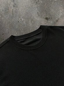 NEON BLANC 男士純色針織短袖T恤與短褲兩件套 - 黑色 - 查看 10