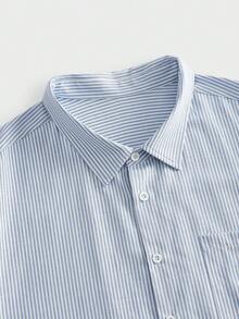 EASEVO Men's Plus Size Summer Casual Striped Shirt - Blue - View 4