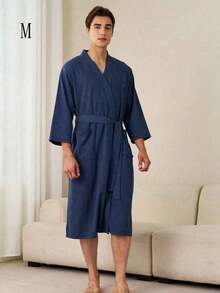 SHEIN 1 buah Jubah Mandi Waffle, Menyerap Keringat dan Cepat Kering, Pakaian Tidur Unisex, Jubah Mandi Musim Semi/Panas untuk Homestay, Hotel, SPA, Potongan Longgar, Berbagai Warna, Desain Minimalis, Perlengkapan Kamar Mandi & Rumah untuk Kembali ke Sekolah - MultiWarna - View 38