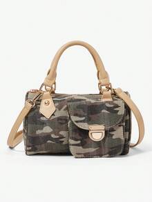 Viva Strut Ladies Camouflage Printed Handbag, Gold Lock Decoration, Fashionable Personalized Street Casual Retro Sweet And Cool Girls, Y2K, Dating Daily Shopping - camouflage - View 5
