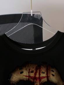 WB Horror X SHEIN FRIDAY THE 13TH Men's Character Print Crew Neck Short Sleeve Casual Loose Fit T-Shirt - White - View 5