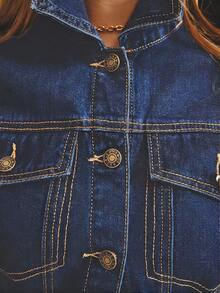 Aralina Winter Summer Cinched Waist Denim Jacket Western Country Concert Office Spring Jacket - Medium Wash - View 11