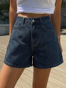 DAZY Summer New Loose Casual Distressed Women Denim Shorts Jorts - Dark Wash - View 10