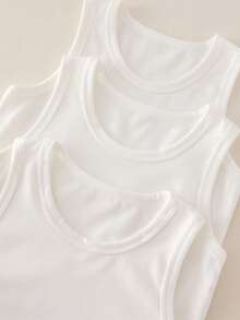 SHEIN 小男孩素色圓領上衣與四角內褲休閒日常內衣套裝 - 白色 - 查看 5