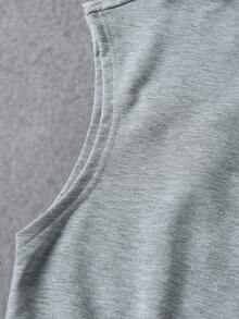 PAVTROS Camiseta sin mangas casual versátil con estampado de eslogan y cuello redondo para hombre - Gris - Ver 7