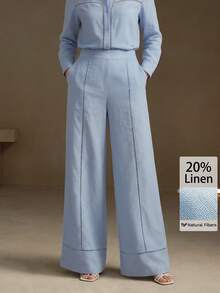 Anewsta Essential Women's Solid Color Casual Versatile Daily Wear Long Pants - Blue - View 9