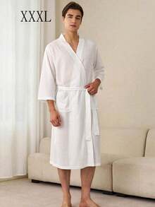 SHEIN 1 buah Jubah Mandi Waffle, Menyerap Keringat dan Cepat Kering, Pakaian Tidur Unisex, Jubah Mandi Musim Semi/Panas untuk Homestay, Hotel, SPA, Potongan Longgar, Berbagai Warna, Desain Minimalis, Perlengkapan Kamar Mandi & Rumah untuk Kembali ke Sekolah - MultiWarna - View 26