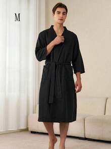 SHEIN 1 buah Jubah Mandi Waffle, Menyerap Keringat dan Cepat Kering, Pakaian Tidur Unisex, Jubah Mandi Musim Semi/Panas untuk Homestay, Hotel, SPA, Potongan Longgar, Berbagai Warna, Desain Minimalis, Perlengkapan Kamar Mandi & Rumah untuk Kembali ke Sekolah - MultiWarna - View 16