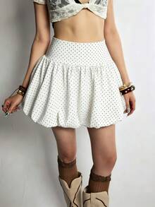 SHEIN 2026 New Fashion Polka Dot Commute Street Vacation Y2K Skirt For Women - White - View 4