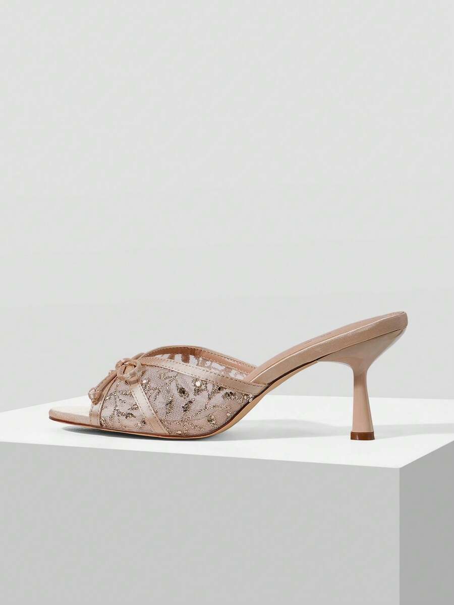 MOTF WOMEN'S FASHION SEQUINED MESH SANDALS - Apricot - View 2