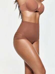 SHAPORA Women's Mesh Patchwork Casual Daily Wear Shaping Triangle Panties - Rust Brown - View 5