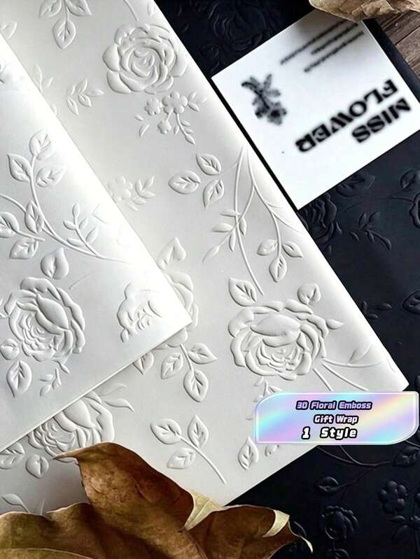 10PCS 3d Embossed Rose Wrapping Paper, Floral Packaging Paper, Bouquet Wrapping Material, Ideal For Holiday Gifts, Bouquet Packaging, Diy Presents, Perfect For Friends, Family, Holiday Parties