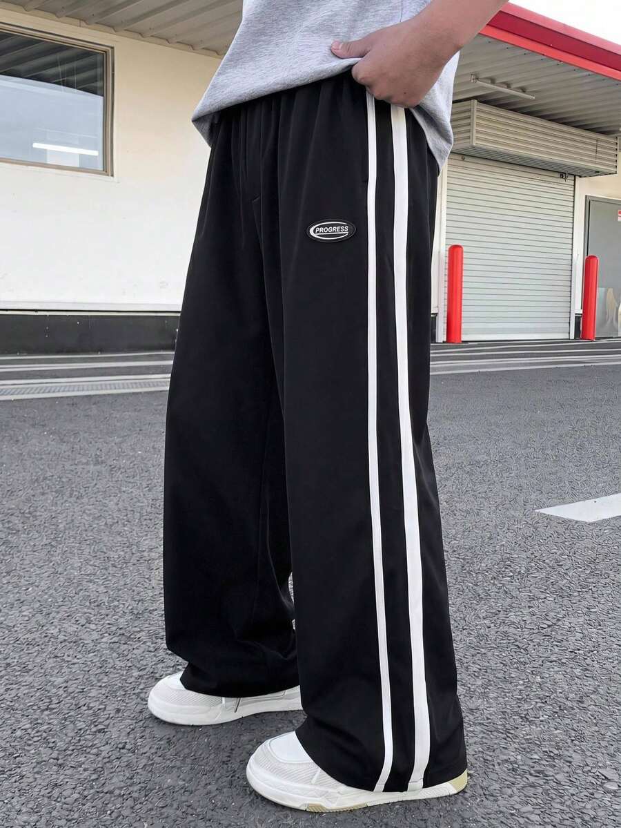SHEIN 兒童青少年男孩休閒黑色工裝褲，適合秋冬，秋季衣物，冬季衣物，學校，運動