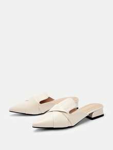 Bholvia 2025 Autumn Women's Comfortable Versatile Slip-On Heeled Mules, Minimalist Soft Leather Pointed Toe Slip-On Shoes For Summer - Apricot - View 3