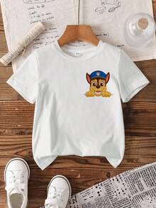 SHEIN | PAW Patrol Young Boy Crew Neck Short Sleeve Casual Versatile T-Shirt - White - View 2
