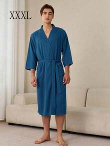 SHEIN 1 buah Jubah Mandi Waffle, Menyerap Keringat dan Cepat Kering, Pakaian Tidur Unisex, Jubah Mandi Musim Semi/Panas untuk Homestay, Hotel, SPA, Potongan Longgar, Berbagai Warna, Desain Minimalis, Perlengkapan Kamar Mandi & Rumah untuk Kembali ke Sekolah - MultiWarna - View 28