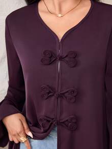 Veilorie Abaya Wanita Warna Polos untuk Pesta Kasual & Perjalanan - Chocolate Brown - View 2