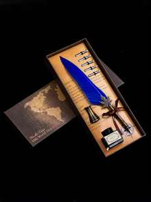 1 Set Jubaboz Calligraphy Brush Pen With Stamp And Sealing Wax, Feather Pen, Ink, - multicolor - View 14