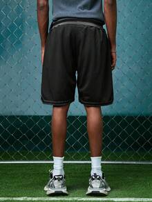 EVRINFINITE Men's 8/24 Black Basketball Shorts, Casual Embroidered Stitching Zipper Pockets, Suitable For Party And Sports Wear - Black - View 2