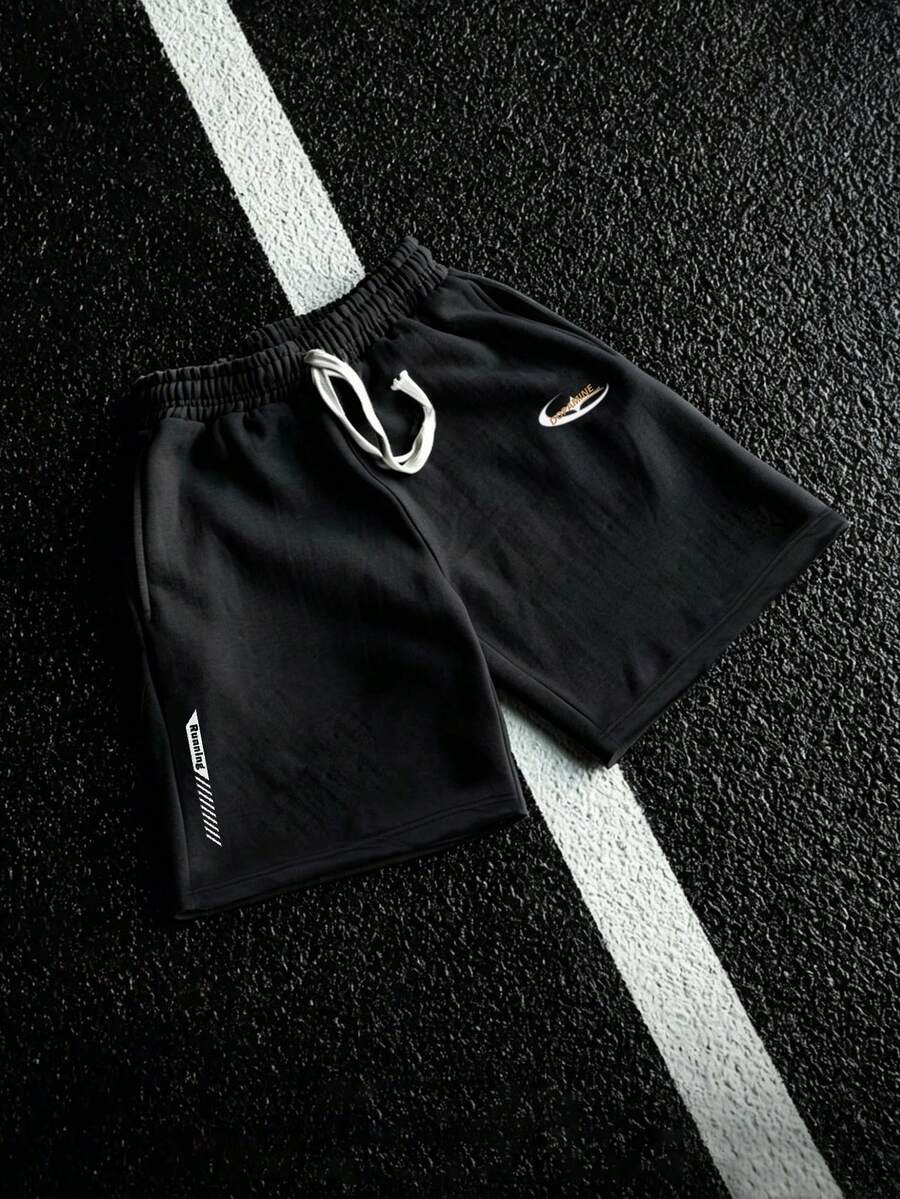 Gym Rark Men's Drawstring Letter Print Pattern Sports Shorts, Gym - Black - View 1
