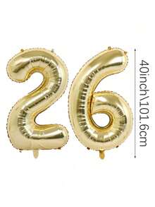 MINKOJA 2pcs 40 Inch (Approx 101.6 Cm) Platinum Giant Number Helium Foil Balloons, Large Digit Balloons For Birthday Party, Graduation, Anniversary, Party Decor - gold - View 13