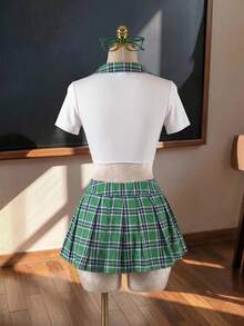 Fantasy Costume Fantasy Costume Student Role Play Pleated Skirt & Socks 3-Piece Set - Multicolor - View 7
