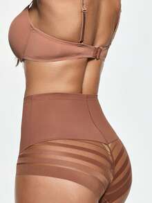SHAPORA Women's Mesh Patchwork Casual Daily Wear Shaping Triangle Panties - Rust Brown - View 3