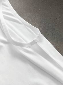 HIMLAND Camiseta casual de cuello redondo de mezclilla para hombre, versátil para uso diario - Blanco - Ver 6
