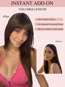 Hair Toppers For Women Real Human Hair, 2x2.5" Base Clip In Human Hair Topper With Bangs For 360° Cover 8 Inch Toppers For Thinning Hair To Add Volume - S2 - View 6
