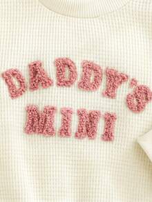 Cozy Pixies 新生兒可愛套裝，字母刺繡 DADDY'S MINI，休閒日常穿著，秋冬款 - 粉色 - 查看 5