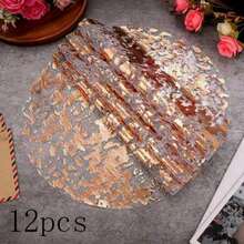 50/100/150 Disposable Gold Placemats, 13 "Glitter Metal Mesh Round Placemats, Gold Foil Mesh Doilies, Table, Wedding, Birthday Party Decorative Gold Doilies - Multicolor - View 10