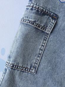 SHEIN | PAW Patrol Young Boy Cute Cartoon Print Pocket Loose Fit Denim Jeans - Baby Blue - View 7
