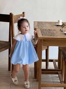 Babygirl Cute Summer Embroidered Floral Sleeveless Dress - Baby Blue - View 13