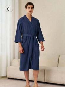 SHEIN 1 buah Jubah Mandi Waffle, Menyerap Keringat dan Cepat Kering, Pakaian Tidur Unisex, Jubah Mandi Musim Semi/Panas untuk Homestay, Hotel, SPA, Potongan Longgar, Berbagai Warna, Desain Minimalis, Perlengkapan Kamar Mandi & Rumah untuk Kembali ke Sekolah - MultiWarna - View 25