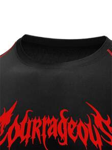 Acti Log Men's Letter Print Short Sleeve Sports T-Shirt, Gym - Black - View 5