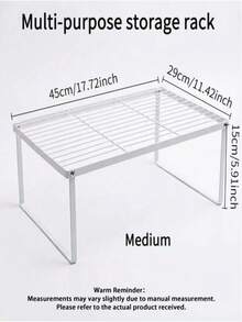 1pc Carbon Steel Countertop Storage Rack - Foldable Wardrobe Organizer, Polished Surface, Space-Saving, Suitable For Kitchen, Dining Room, Bar, Kitchen Tools And Small Items, Minimalist Design, Sturdy Structure, Fits Kitchen Cabinet, Practical - M - View 7