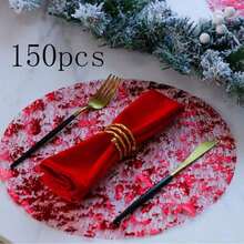 50/100/150 Disposable Gold Placemats, 13 "Glitter Metal Mesh Round Placemats, Gold Foil Mesh Doilies, Table, Wedding, Birthday Party Decorative Gold Doilies - Multicolor - View 14