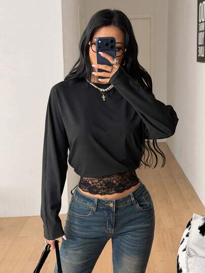 Coolane Black Fitted Knit Women's T-Shirt