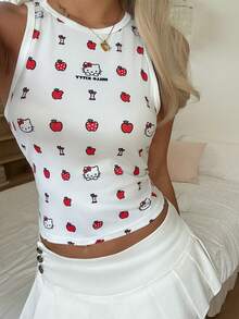 CovetEZ HELLO KITTY AND FRIENDS | SHEIN 休閒簡約圓領貼身女款背心，適合夏季 - 彩色 - 查看 1