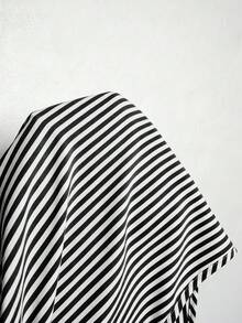 Elenzga 女款大尺碼條紋休閒百搭日常穿著襯衫 - 黑與白 - 查看 8