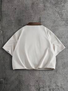 FRESIVO Men's Colorblock Zipper Casual Versatile Daily Travel Shirt - Apricot - View 2