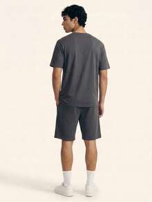 Chillumni Men's Outdoor Casual Sports Set, Short Sleeve T-Shirt And Shorts, 2pcs - Grey - View 2