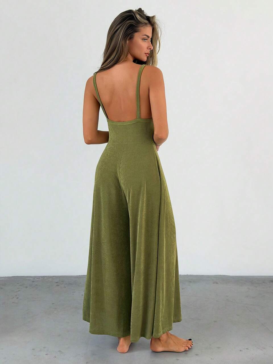 Women's Solid Color Fashion Loose Wide Leg Lounge Jumpsuit Pajamas